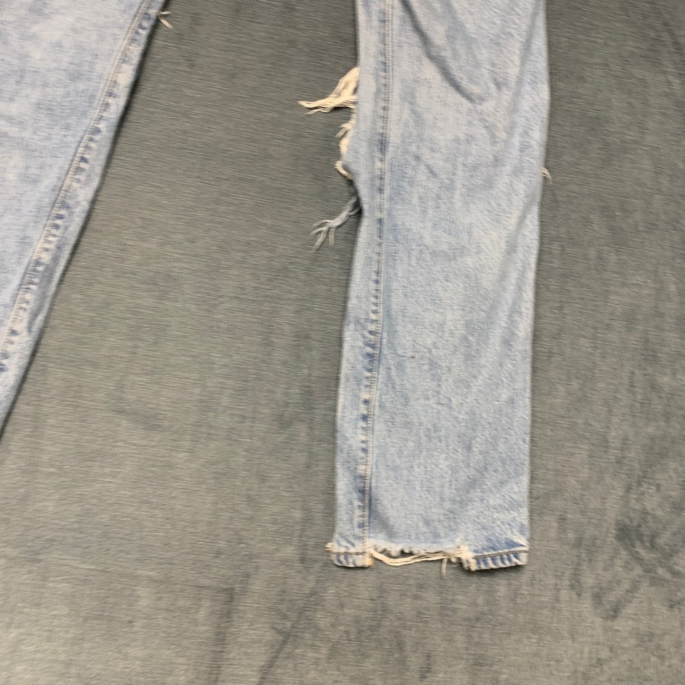 Levi's 501 Straight Jeans Womens 27x30 Blue Denim Original Fit Ripped High Rise - Picture 6 of 16